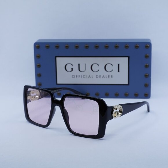Gucci GG1692S 006 Square Sunglasses - Black/Dusky Pink